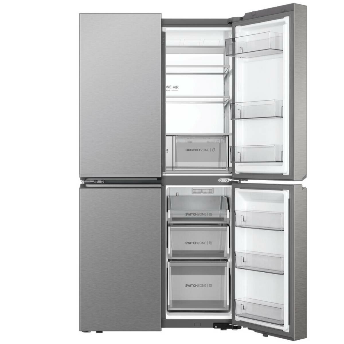 Haier 623L Quad Door Refrigerator with Ice and Water Satina Silver HRF680YPS hero image