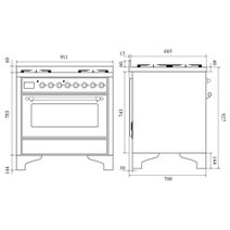 Ilve Majestic 90cm Freestanding Dual Fuel Oven with TFT Control Blue Grey/Brass M09IDNE3-BGG hero image
