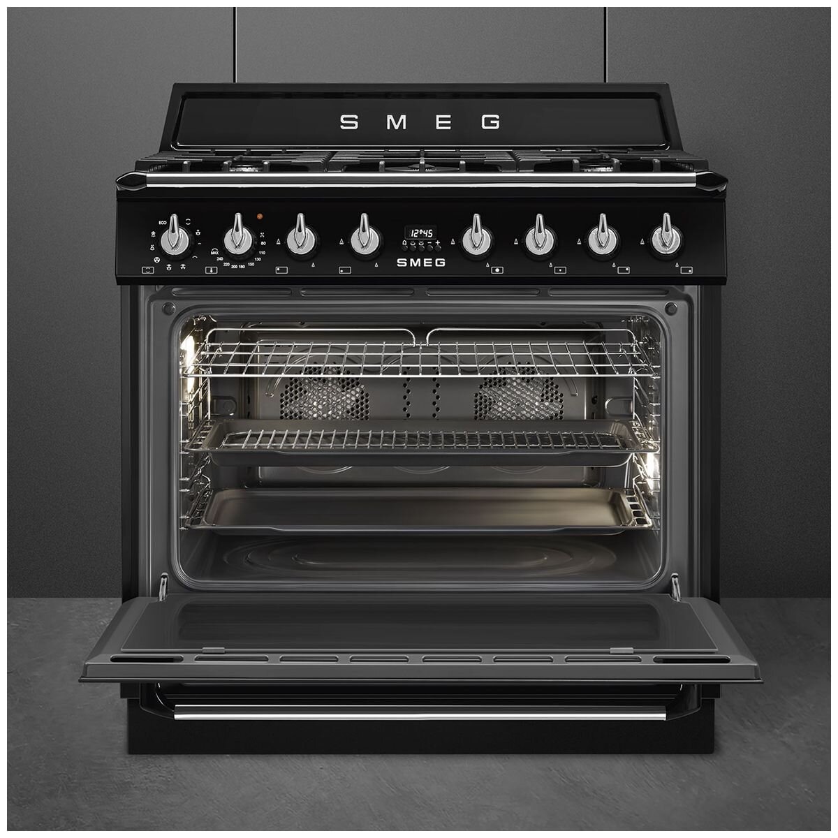 SMEG Victoria Series 90cm Dual Fuel Upright Oven/Stove TRA90GMBL hero image
