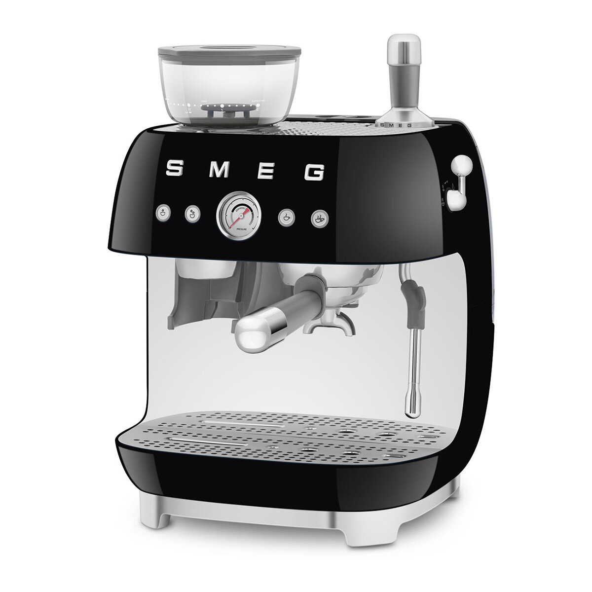 Smeg 50s Style Espresso Machine with Built-in Grinder Black EGF03BLAU hero image