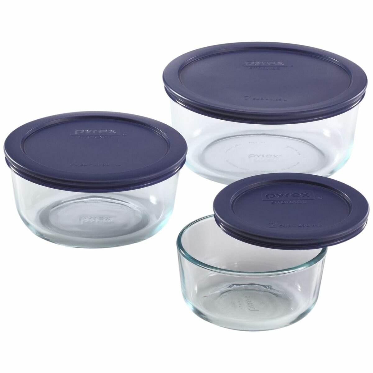 Pyrex 12-piece Round Glass Food Storage Container Set with Blue
