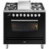 ILVE Professional Plus Series 90cm 6 Burner & Teppanyaki Freestanding Hybrid Oven with Milano Knobs P09FDWH3BK image NaN