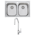 Oliveri Diaz Double Bowl Sink and Venice Chrome Pull Out Tap Pack VE520FCR-PDZ23TU image NaN