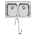 Oliveri Diaz Double Bowl Sink and Venice Chrome Pull Out Tap Pack VE520FCR-PDZ23TU hero image