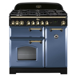 Falcon 90cm Classic Deluxe Freestanding Dual Fuel Oven/Stove Stone Blue and Brass CDL90DFSBBR hero image