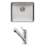 Oliveri Sonetto Single Bowl Sink and Essente Pull Out Tap Pack SS31615SN1050U hero image