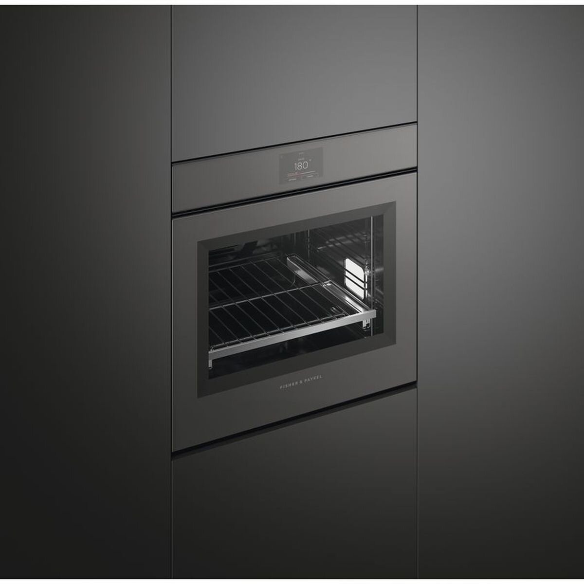 Fisher Paykel 60cm Series 9 Minimal Handleless Pyrolytic Oven-Grey Glass OB60SMPTNG1 hero image