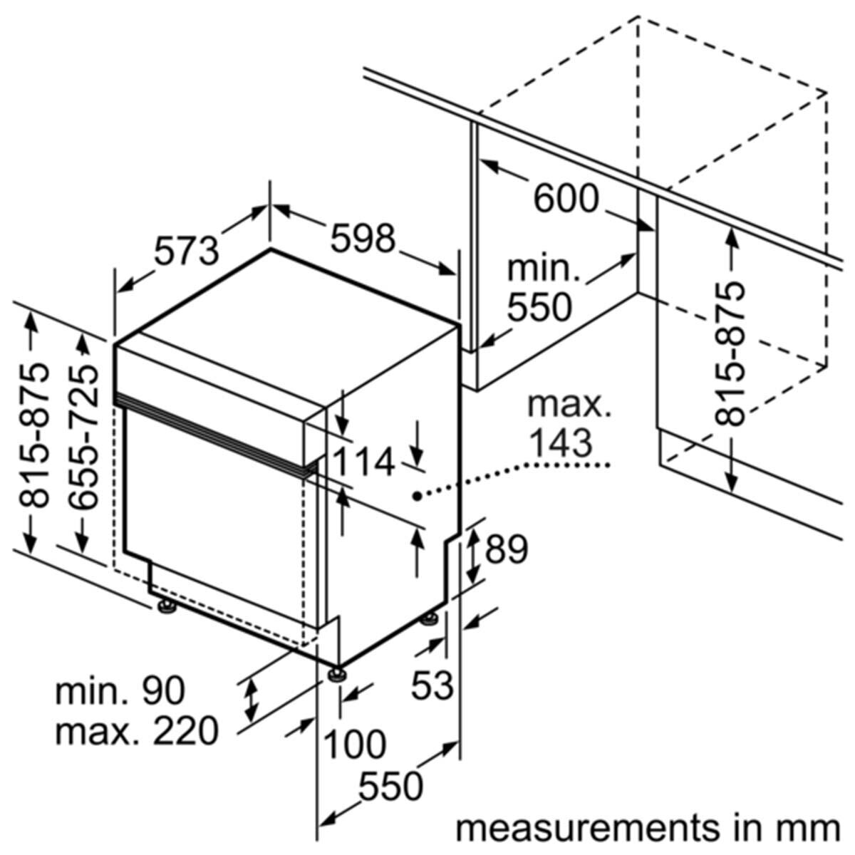 Siemens built shop in dishwasher dimensions