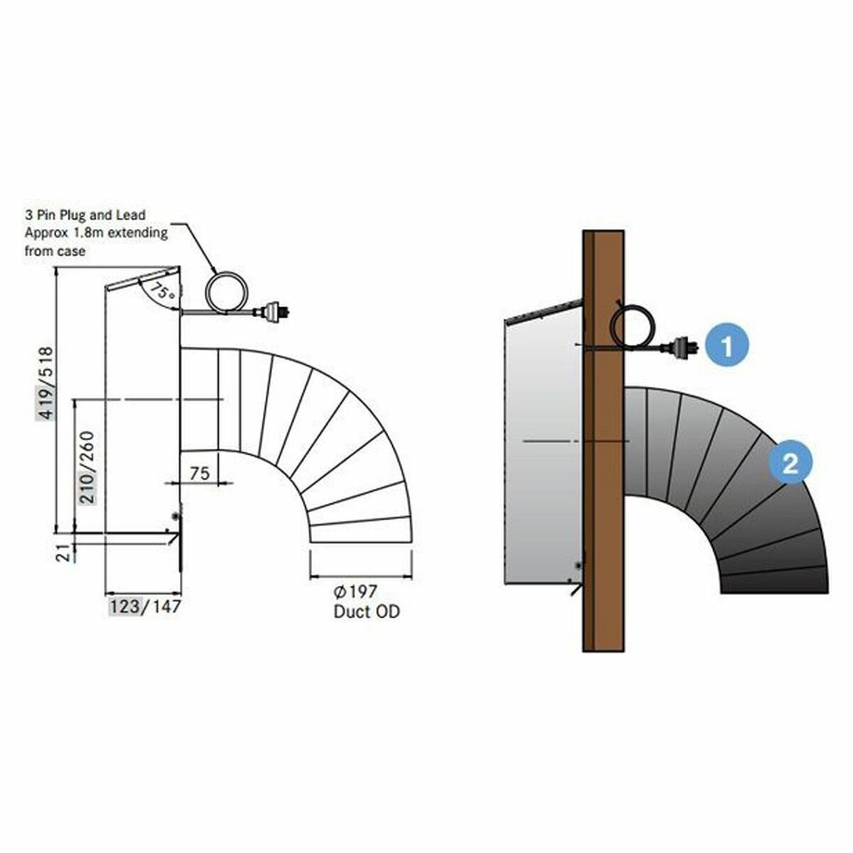 Falmec Milano+ 90cm Under Cupboard Rangehood with External Wall Motor FP3ML90S2-EW1140 hero image