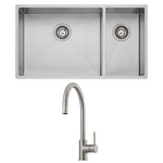Oliveri Spectra 1 and 1/2 Bowl Sink and Venice Brushed Nickel Pull Out Tap Pack VE520FBN-PSB35SS hero image