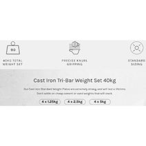 Cortex 40KG Cast Iron Tri Bar Weight Set (Standard) CSST-WPSCISET-E hero image