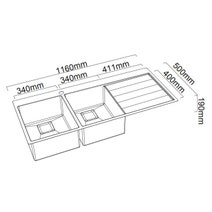 Abey ST340DR Lugano Double Bowl Left Hand Drainer Sink hero image
