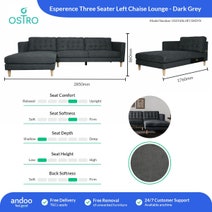Ostro Esperence Three Seater Left Hand Chaise Sofa Dark Grey U501SALHFCSXDYX hero image