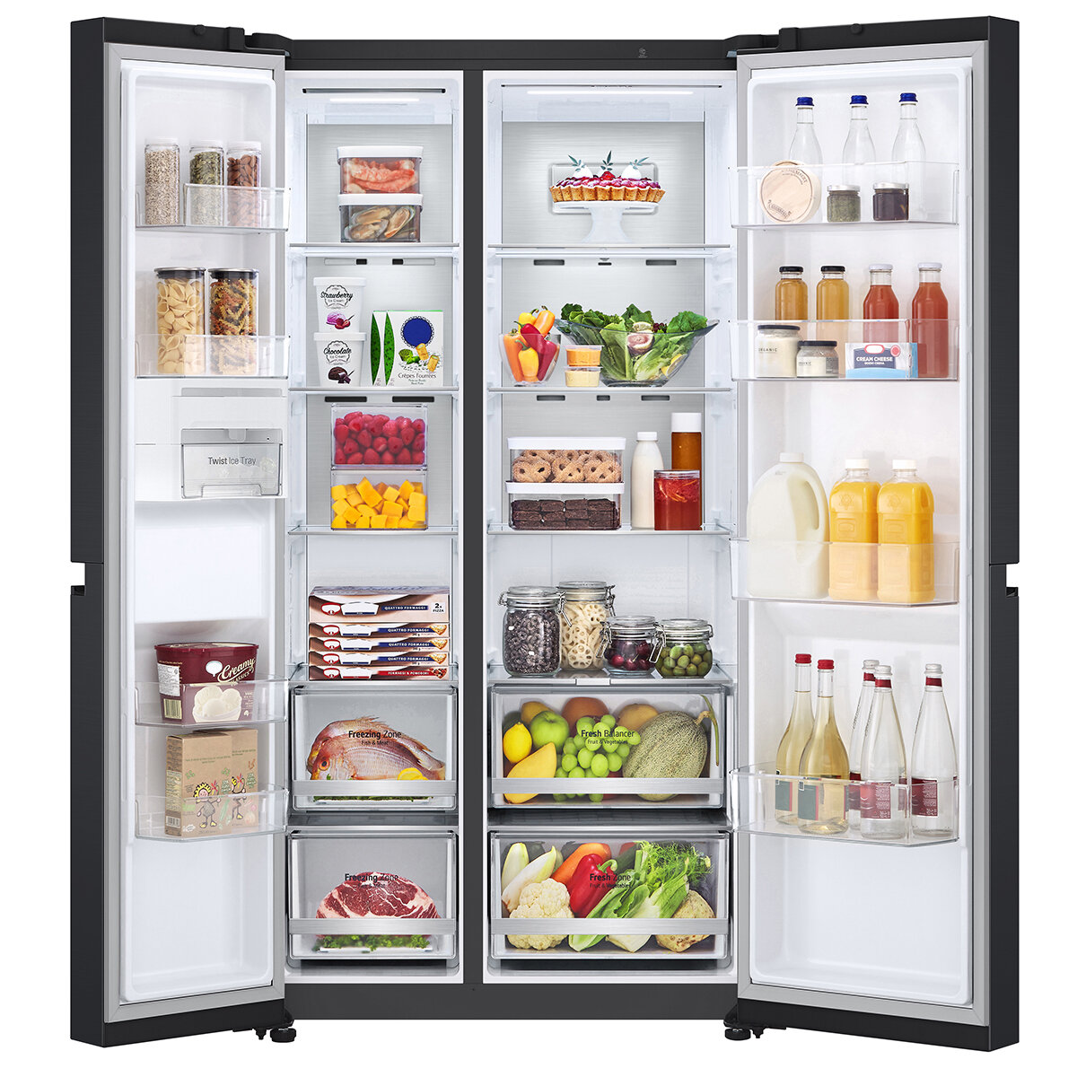 LG 655L Side by Side Fridge Matte Black GS-B600MBL hero image
