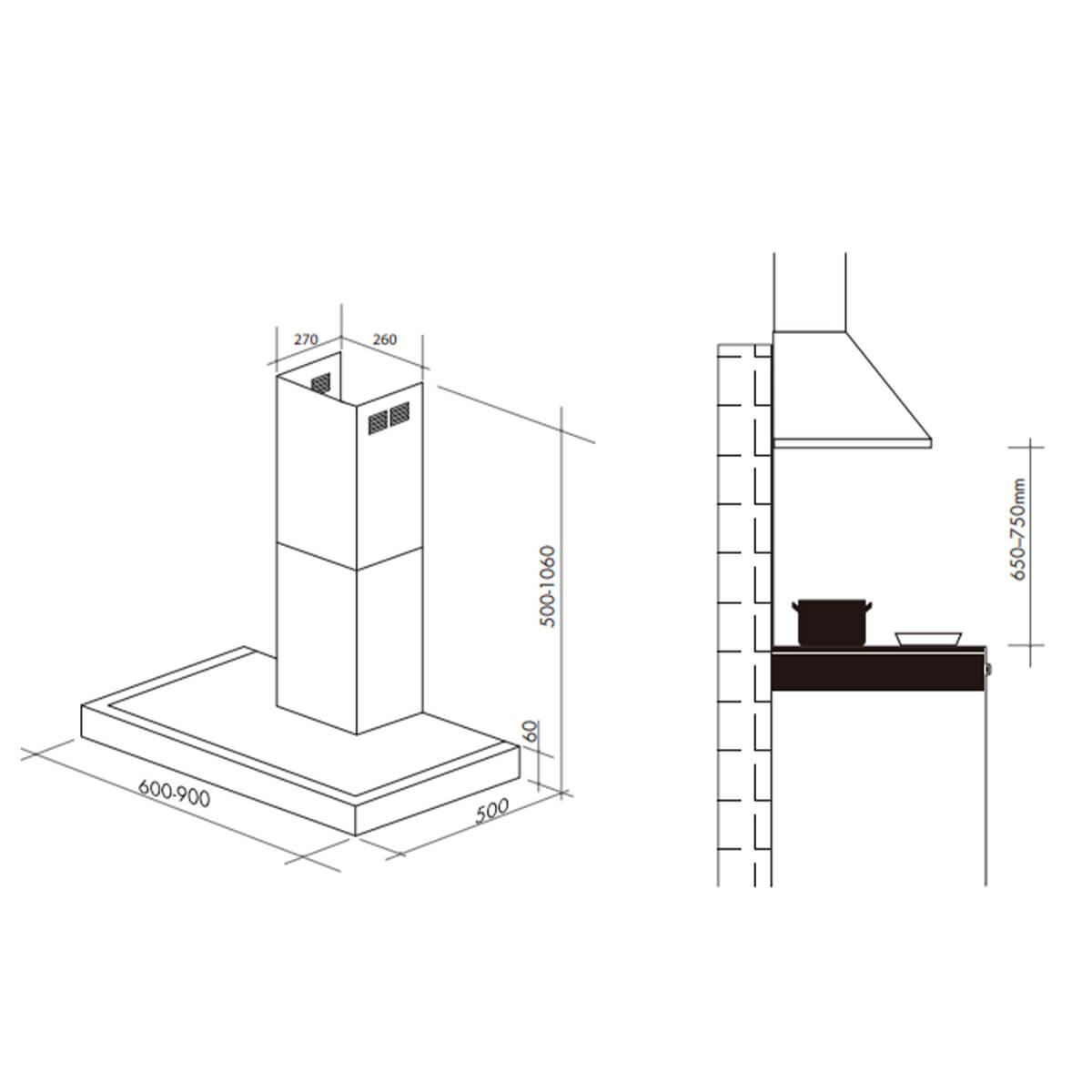 Artusi 60cm Canopy Rangehood ATH601B image 3