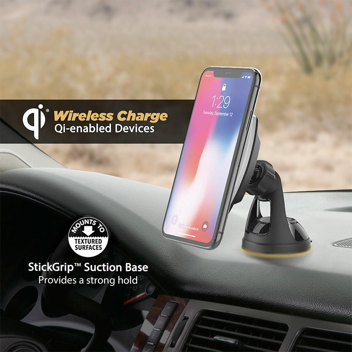 Scosche MPQ2WD-XTSP MagicMount Pro Charge with QI Dash Window Mount hero image