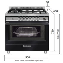 Glem Gas 90cm Dual Fuel Freestanding Oven Matte Black GS965GEMB hero image