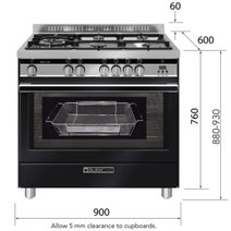 Glem Gas 90cm Gas Oven & Cooktop Matt Black Freestanding Oven GS965GGMB hero image