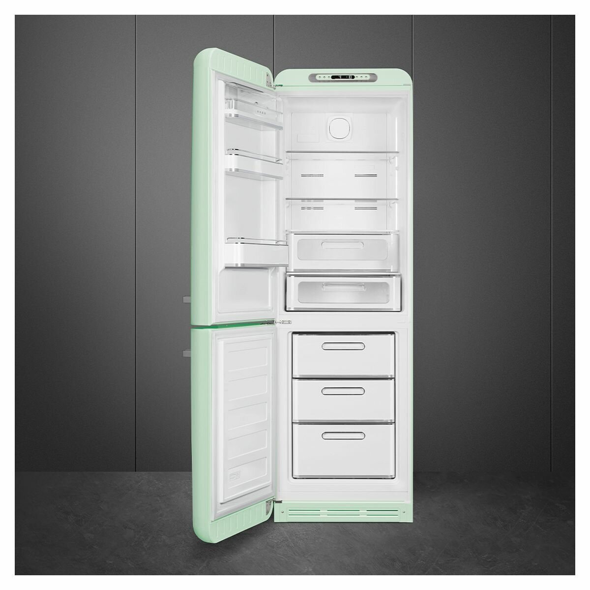 Smeg FAB 50's Style 331L Bottom Mount Refrigerator Pastel Green FAB32LPG5AU hero image