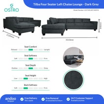 Ostro Tilba Four Seater Left Hand Chaise Lounge Dark Grey U2370ZLHFCSXDYX hero image
