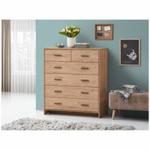 Ostro Cody 6 Drawer Tallboy Mid Tone Oak AOF-C6D06 hero image