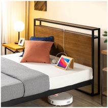 Zinus Queen Ironline Wood and Metal Bed Frame with Headboard Shelf and USB Ports AU-IRPBHS-14Q hero image