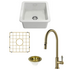 Turner Hastings Cuisine 46 Sink Pack with Brushed Brass Ludlow Pull Out Mixer Tap and Accessories PKG043 image NaN
