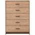 Ostro Cody Five Drawer Tallboy Mid Tone Oak AOF-C5D05 image NaN