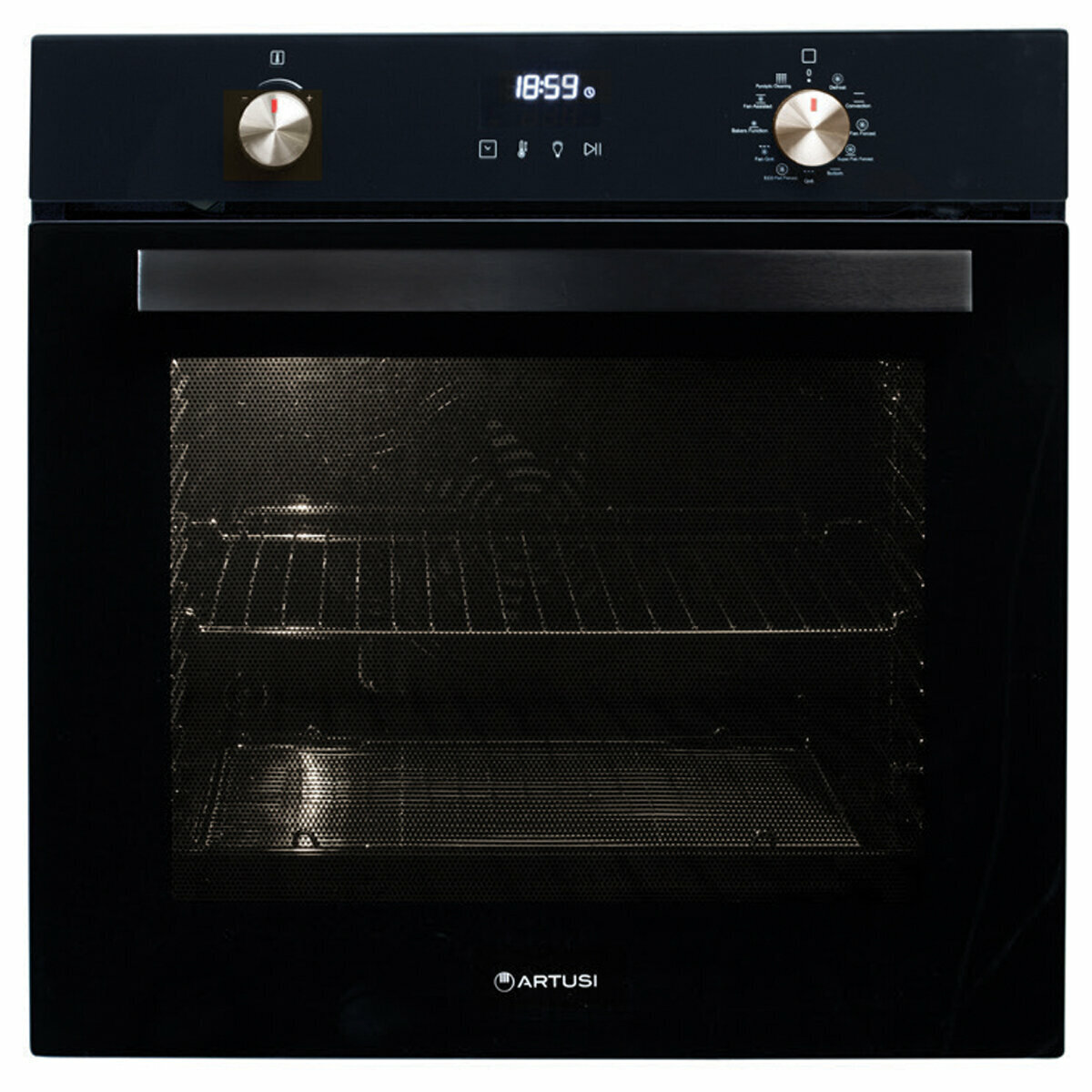 Artusi 60cm Pack Pyrolytic Oven, Gas Cooktop, Rangehood AUM60BPK hero image