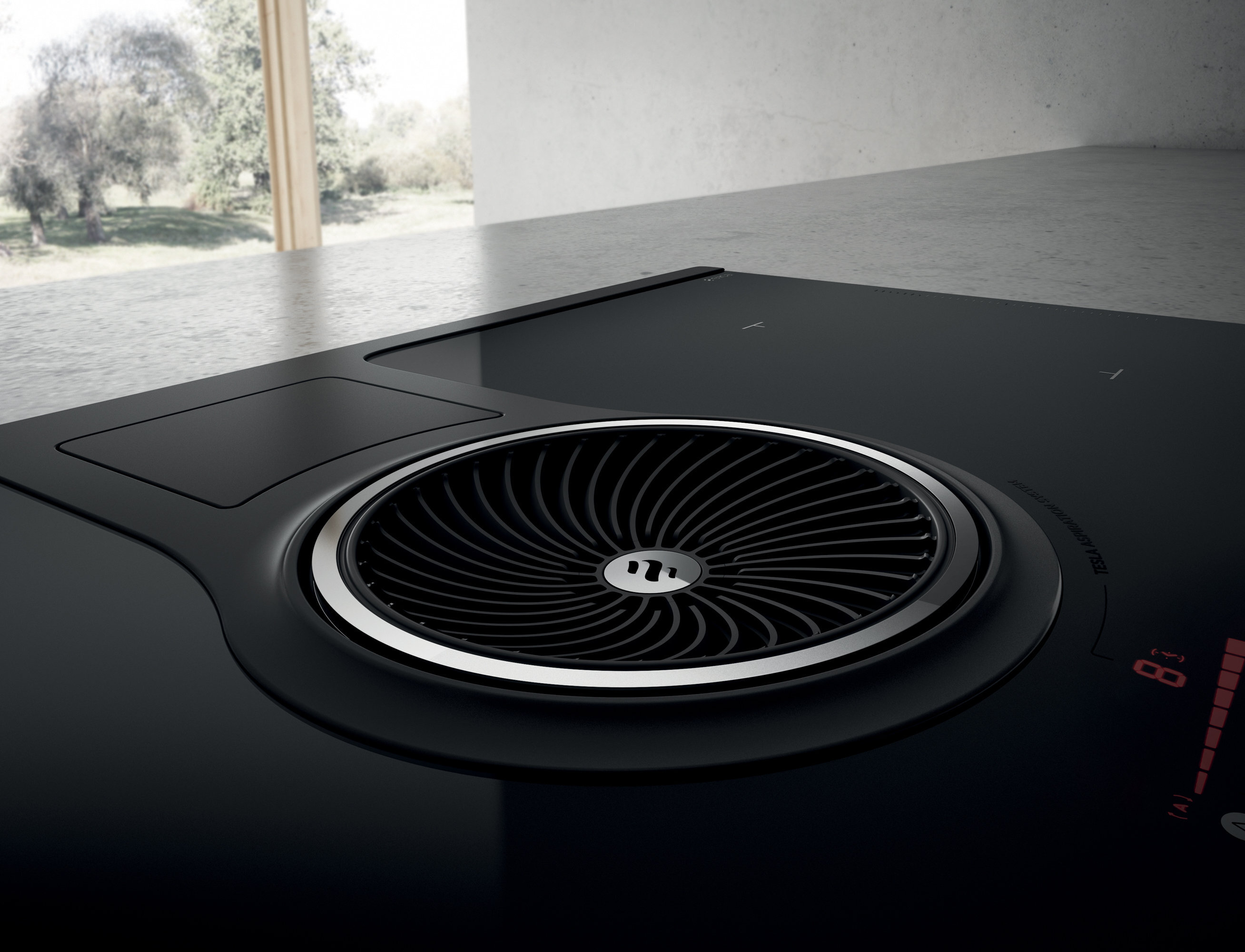 Elica 83cm Aspirating Induction Cooktop with Integrated Ventilation System NIKOLATESLAHPBLA83 hero image