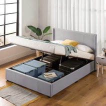 Zinus Maddon Double Upholstered Gas Lift Bed Frame Light Grey AU-FPPST1-12D hero image