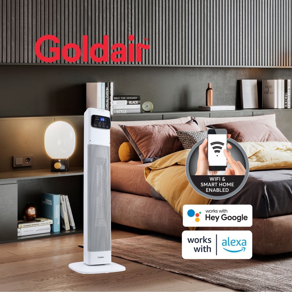 Goldair 2400W Ceramic Tower Heater With WiFi White GCT330 hero image
