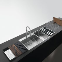 Franke Box Centre Double Bowl Sink with Small Bowl Left BWX220-54/27SBL hero image