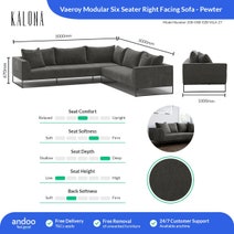 Kalona Vaeroy Modular Six Seater Right Facing Sofa Pewter 208-04B-02B-VILA-27 hero image