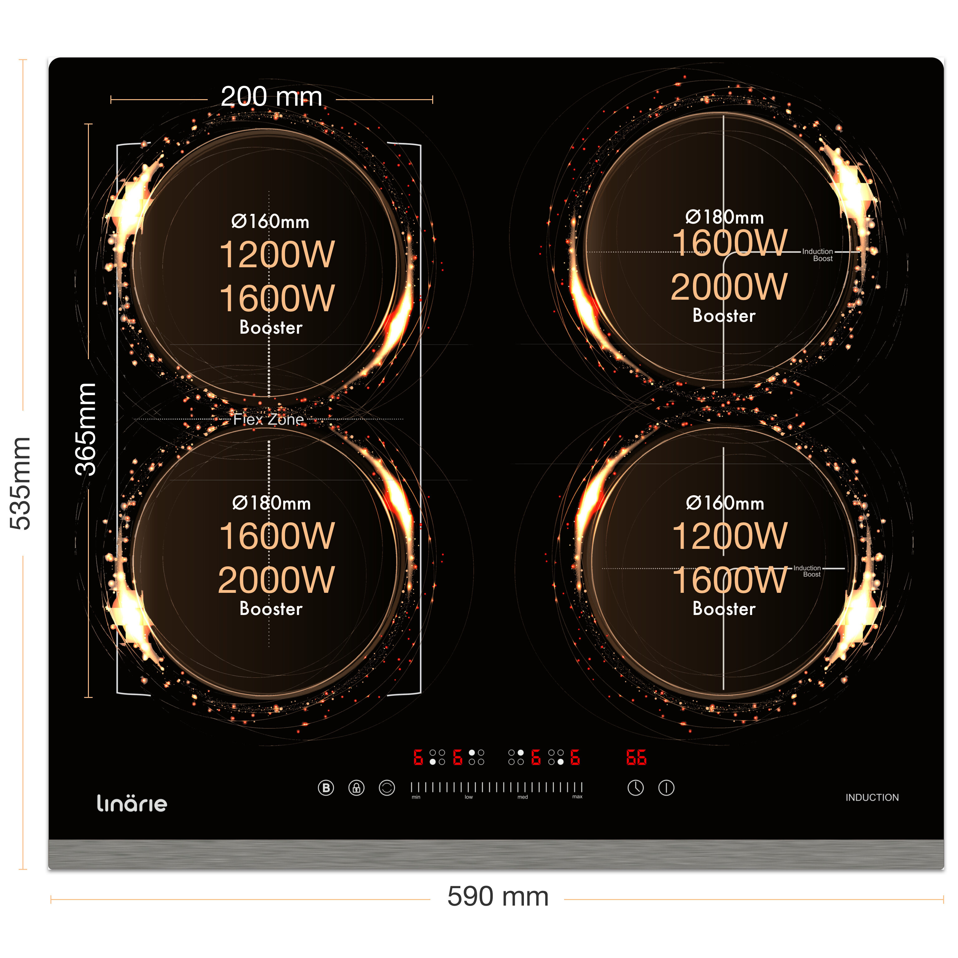 Linarie 60cm 4 Zone Induction Cooktop with Flex Zone LS60I1F2Z hero image