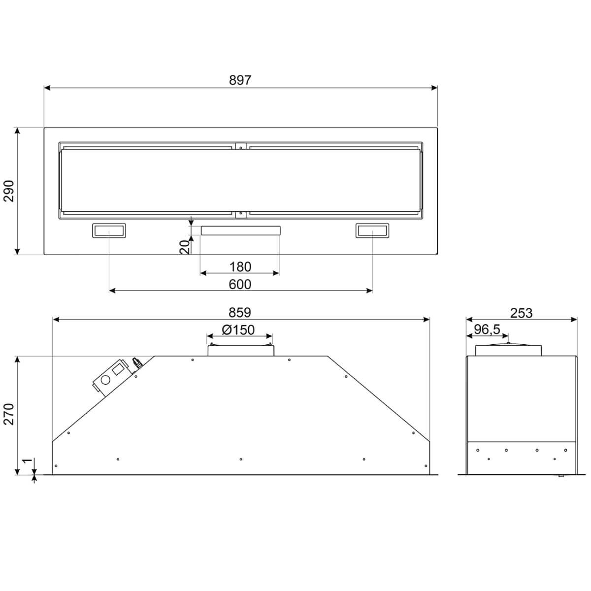Smeg 90cm Undermount Rangehood with AutoVent2.0 Matte Black KSGAU9P4MB hero image