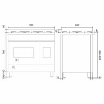 ILVE Professional Plus Series 90cm Dual Fuel Five Burner Double Oven with Milano Knobs PD09PDWE3WH hero image