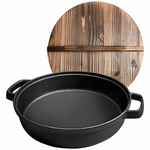 SOGA 29cm Deep Frying Pan with Wooden Lid ZPAIC1 hero image