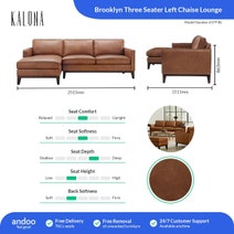 Kalona Brooklyn Three Seater Left Arm Chaise Leather Lounge 6379-BL hero image