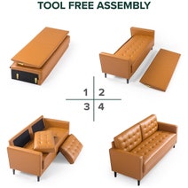 Zinus Benton Mid-Century Faux Leather Sofa 3 Seater - Cognac AU-USSBTF-3CL hero image