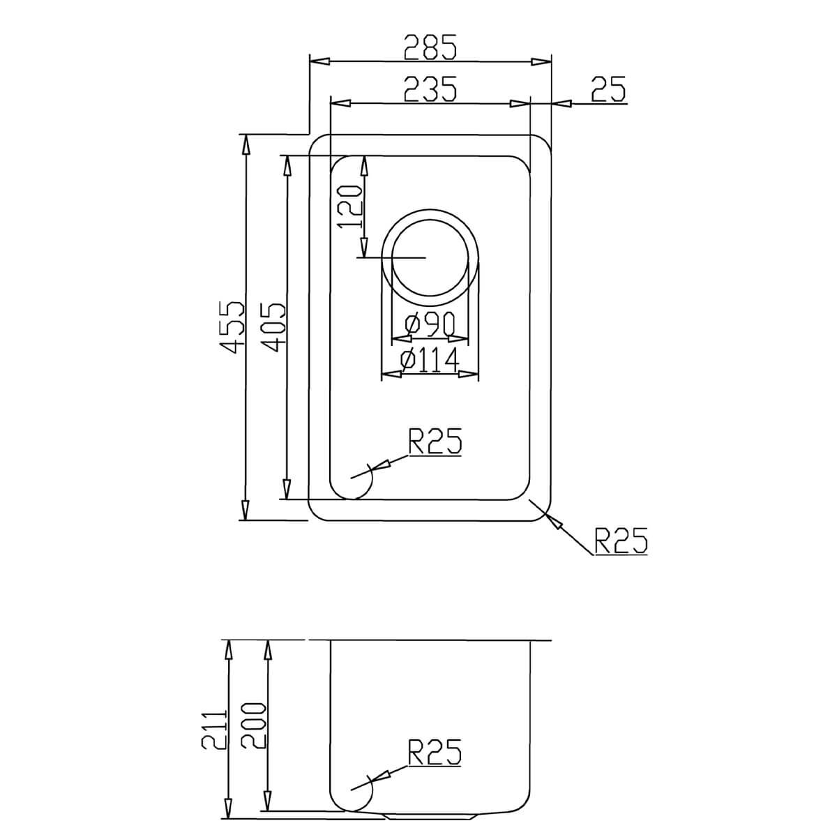 Titan Small Single Bowl Sink Brass TSBR28 hero image