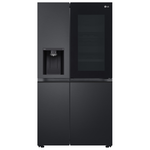 LG 635L Three Door Side by Side InstaView Fridge with Ice & Water Dispenser Matte Black GS-V600MBLC hero image
