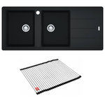 Franke Basis Double Bowl Topmount Sink with Right Hand Drainer with Rollamat - Onyx BFG621ONRHD hero image