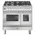 ILVE Professional Plus Series 90cm Dual Fuel Five Burner Double Oven with Milano Knobs PD09PDWE3SS image NaN
