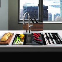 Franke Box Centre Double Bowl Sink with Small Bowl Left BWX220-54/27SBL hero image