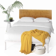 Zinus Figari Queen Metal and Bamboo Bed Frame With Adjustable Headboard White AU-FBOBH2-39Q hero image