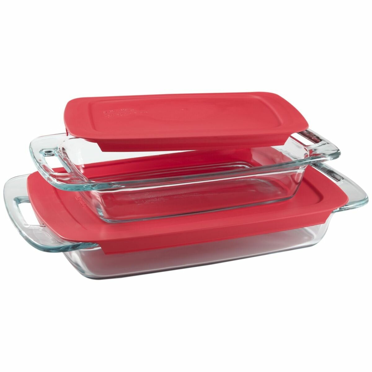 Pyrex Easy Grab 6-piece Rectangular Glass Bakeware Set with Red