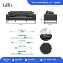 Kalona VAEROY Three Seater Sofa Pewter WS-208-03-VILA-27 hero image