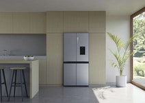 Haier 507L Quad Door Refrigerator Freezer Satina Silver HRF580YPS hero image