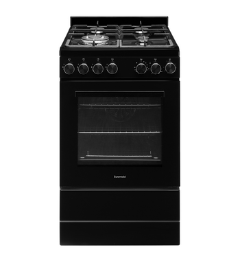 Euromaid 54cm Freestanding Gas Oven with Gas Cooktop Black EFS54FC-SGB